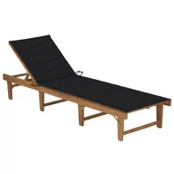 Leżaki ogrodowe - vidaXL Lumarko Składany leżak z poduszką, lite drewno akacjowe 3064171 - miniaturka - grafika 1