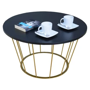 Stolik kawowy glamour ze złotym stelażem czarny C6-W41 - Ławy i stoliki kawowe Stolik kawowy glamour ze złotym stelażem czarny C6-W41 - Ławy i stoliki kawowe - miniaturka - grafika 1