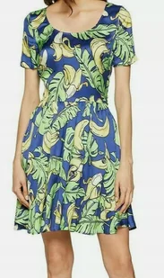 LOVE MOSCHINO SUKIENKA Z KRÓTKIM RĘKAWEM MINI DAMSKA W BANANY 38 JGM - Sukienki - miniaturka - grafika 1