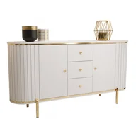 Komody - NEW YORK Komoda z lamelami półokrągła glamour 180 do salonu biały czarny - miniaturka - grafika 1