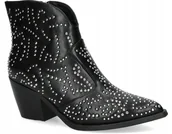 Botki damskie - Gioseppo Botki Czarne na Zamek na Obcasie Damskie 37 Ż7b - miniaturka - grafika 1