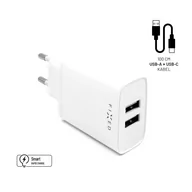 Ładowarki do telefonów - A Plus Ładowarka sieciowa FIXED 2xUSB 15W Smart Rapid Charge + USB-C kabel 1m FIXC15-2UC-WH) Biała - miniaturka - grafika 1