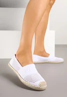 Espadryle damskie - Białe Espadryle na Płaskiej Podeszwie z Perforacją Wessiria - miniaturka - grafika 1