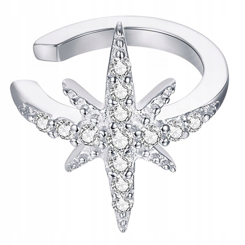 Kolczyk Nausznica Kolczyk Gwiazdka Cyrkonie Srebro 925 Kolczyki Trusky