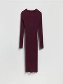 Sukienki - Reserved - Prążkowana sukienka z wiskozą - bordowy - miniaturka - grafika 1
