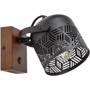 Rabalux Rotem kinkiet 1x40W czarny mat/drewno 3298 - Lampy ścienne - miniaturka - grafika 1