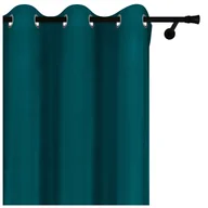 Zasłony - Voppi Zasłona okienna z grubego weluru 140 x 260 cm turkusowa zasłona z przelotkami kółkami - miniaturka - grafika 1