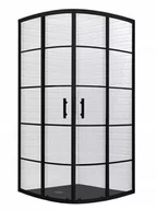 Kabiny prysznicowe - Szklana kabina prysznicowa BLACK LOFT czarna w szprosy 80 185 cm - miniaturka - grafika 1