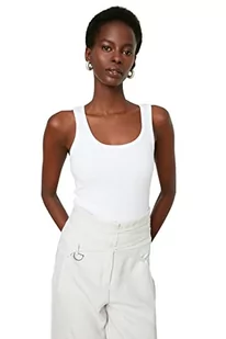 Trendyol Damska dopasowana bodycone, okrągły dekolt, tkana bluzka, biały, M - Body - miniaturka - grafika 1