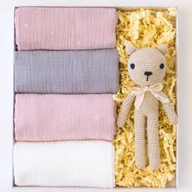 Maskotki i pluszaki - Zestaw prezentowy dla niemowląt Wyprawka dla noworodka Prezent Baby Shower Pieluszki, Przytulanka Miś - miniaturka - grafika 1