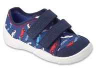 Buty dla chłopców - Trampki kapcie dziecięce chłopięce na rzepy granatowe Befado 907P162-25 - miniaturka - grafika 1