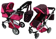 Wózki dla lalek - Super-Toys MEGA WÓZEK WIELOFUNCYJNY 16 FUNKCJI HIT/9695 9695-1218+HOTPINK - miniaturka - grafika 1