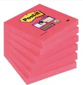 Etykiety samoprzylepne i bloki etykiet - Post-it Karteczki samoprzylepne POST-IT Super Sticky 654-6SS-PO, 76x76mm, 1x90 kartek, różowe - miniaturka - grafika 1