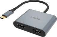 Stacje dokujące i replikatory portów - Stacja/replikator Akasa USB-C - HDMI x2 Szary AK-CBCA26-18BK - miniaturka - grafika 1