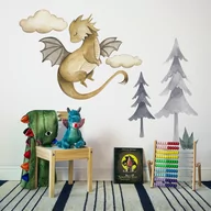 Naklejki na ścianę - Naklejki na ścianę dla dzieci DEKORACJAN, Smoki , The World Of Dragons - Zest. 3 - miniaturka - grafika 1