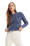 Swetry damskie - Desigual Women's JERS_CLÍO 5001 Marine sweter damski, niebieski, L - miniaturka - grafika 1