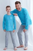 Piżamy chłopięce - Chłopięca piżama Harry turkusowa w paski 104 - miniaturka - grafika 1