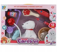 Zabawy w naśladowanie dorosłych - ZESTAW WETERYNARZA DLA DZIECI PLUSZOWY PIESEK Z AKCESORIAMI DO OPIEKI - miniaturka - grafika 1