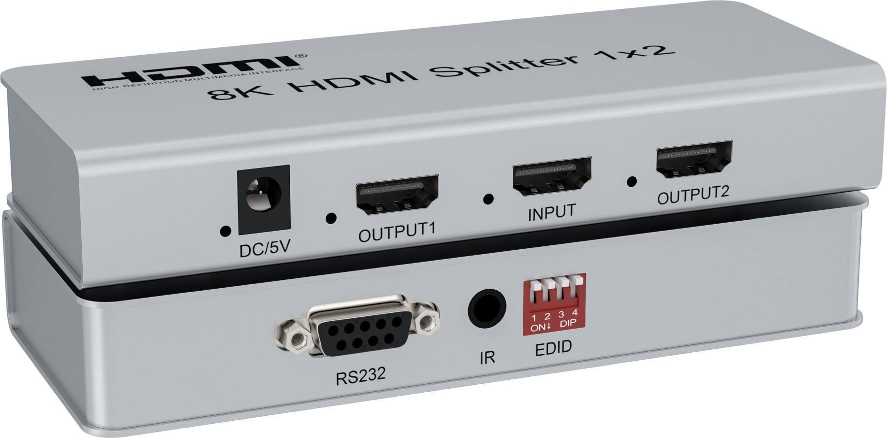 PremiumCord HDMI 2.1 splitter 1-2 porty, 8K@60Hz, 4K@120Hz, 1080p, HDR khsplit2p