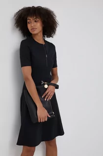 Sukienki - Calvin Klein sukienka kolor czarny mini rozkloszowana - grafika 1