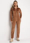 Komplety damskie - Brązowy 2-częściowy Komplet Dresowy z Bluzą i Spodniami Stellarina - miniaturka - grafika 1
