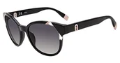 Okulary przeciwsłoneczne - Furla Damskie okulary przeciwsłoneczne Sfu471, czarne (Shiny Black), 66 - miniaturka - grafika 1