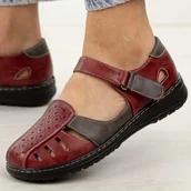 Sandały damskie - Czerwone zakryte sandały damskie Unisoft 9955 - Jezzi - miniaturka - grafika 1