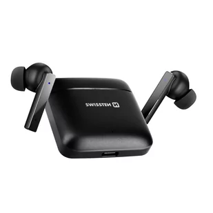 Swissten Bluetooth 5.1 Clear Sound z etui ładującym AluPods Black - Słuchawki - miniaturka - grafika 1