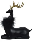 Ozdoby bożonarodzeniowe - Renifer leżący czarny ze złotym porożem i futerkiem, duży, 21x8,5x16,5 cm - miniaturka - grafika 1