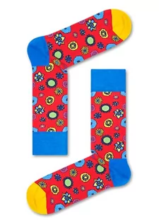 Skarpetki męskie - Happy Socks Flower Power Sock, Skarpety dla kobiet i mężczyzn, Żółty-Niebieski-Zielony-Fioletowy-Niebieski (41-46) - grafika 1