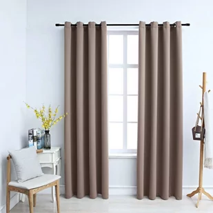 Zasłony zaciemniające z kółkami VIDAXL, taupe, 140x245 cm - Zasłony - miniaturka - grafika 1