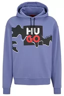 Bluzy męskie - HUGO Męska bluza z okrągłym dekoltem, średni fioletowy 513, XL - miniaturka - grafika 1