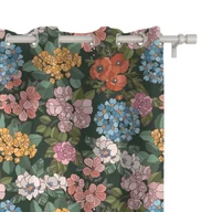 Zasłony - Zasłona FLORAL wzór F40 | letnie kwiaty na ciemnym tle 150 x 240 cm tkanina zaciemniająca - miniaturka - grafika 1