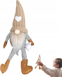 SKRZAT Z BRODĄ GNOM ŚWĄTECZNY Z KUBKIEM W CZAPCE KRASNAL ELF BEŻOWY - Ozdoby bożonarodzeniowe - miniaturka - grafika 1