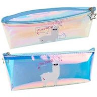 Piórniki - Piórnik Szkolny Dziecięcy Holograficzny Z Lamą Niebieski 21x6cm LEAN - miniaturka - grafika 1