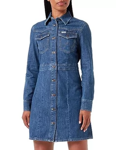 Wrangler Damska sukienka typu slim western, casualowa, Ciekawy kot, L - Sukienki - miniaturka - grafika 1