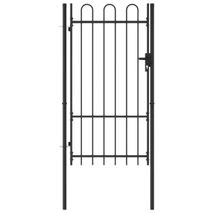 VidaXL Furtka jednoskrzydłowa z zaokrągleniami, stal, 1x1,75 m, czarna 145743         VidaXL - Akcesoria do ogrodzeń - miniaturka - grafika 1