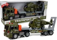 Samoloty i helikoptery - Import LEANToys Auto LawetaTransporter Helikopter Wojskowy Dźwięk Światła 1:16 - miniaturka - grafika 1