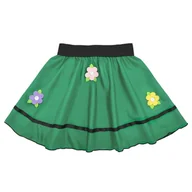 Sukienki i spódniczki dla dziewczynek - SPÓDNICZKA KWIATKI PONGEE CIEMNOZIELONA S/M - miniaturka - grafika 1