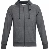 Bluzy sportowe męskie - Męska bluza dresowa rozpinana z kapturem UNDER ARMOUR UA Rival Fleece FZ Hoodie - szara - miniaturka - grafika 1