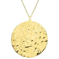 Naszyjniki - Pozłacany naszyjnik, młotkowany medalion - Manoki - miniaturka - grafika 1