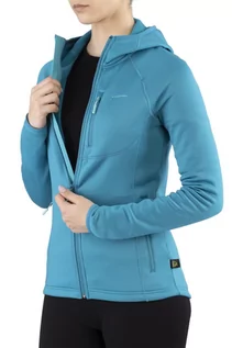 Kurtki i kamizelki sportowe damskie - Bluza damska techniczna z Polartec Power Stretch Viking Jukon Lady Hoodie z kapturem 70 turkusowy - grafika 1