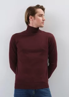 Bordowy sweter męski z golfem - Swetry męskie - miniaturka - grafika 1