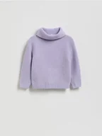 Bluzy dla dziewczynek - Reserved - Luźny sweter z golfem - lawendowy - miniaturka - grafika 1