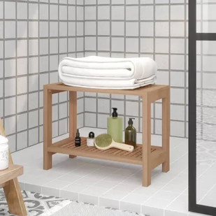Ławka łazienkowa, 60x30x45 cm, lite drewno tekowe - Akcesoria dla osób starszych i niepełnosprawnych - miniaturka - grafika 1