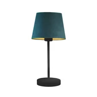 Lampy stojące - Czarna Lampa Stołowa Z Miękkim Abażurem Siena Velur, Zieleń Butelkowa Ze Złotym Wnętrzem - miniaturka - grafika 1