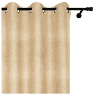 Zasłony - Voppi Zasłona okienna na kółkach przelotkach 140 x 260 cm beżowa półzaciemniająca zasłona z materiału o wyglądzie lnu - miniaturka - grafika 1
