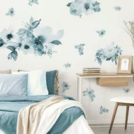 Naklejki na ścianę - Naklejka Dekoracyjna Kwiaty Akwarelowe Niebieskie Rmk4708Gm - miniaturka - grafika 1
