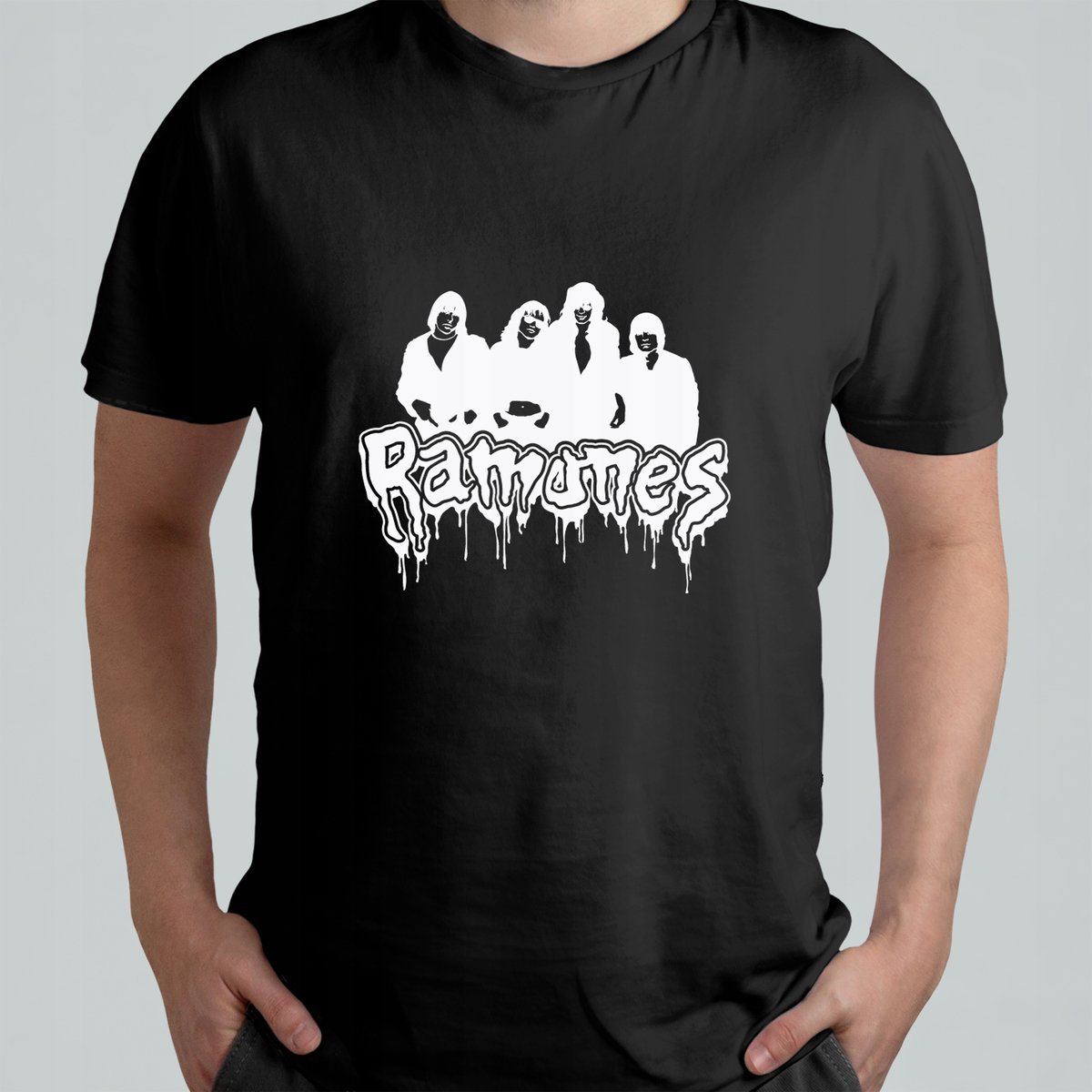 Koszulka Z Nadrukiem T-shirt Męski Ramones HARD Rock Napis r. L