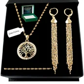 Zestawy biżuterii dla kobiet - ZŁOTY KOMPLET BIŻUTERII STAL CHIRURGICZNA 18K PREZENT DLA DZIEWCZYNY 60CM - miniaturka - grafika 1